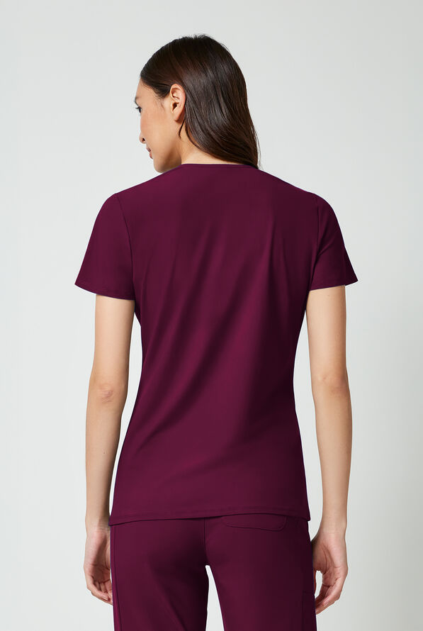 Blusa m&eacute;dica Infinity PURSUIT STRETCH con cuello en V y 2 bolsillos para mujer - Wine - 4