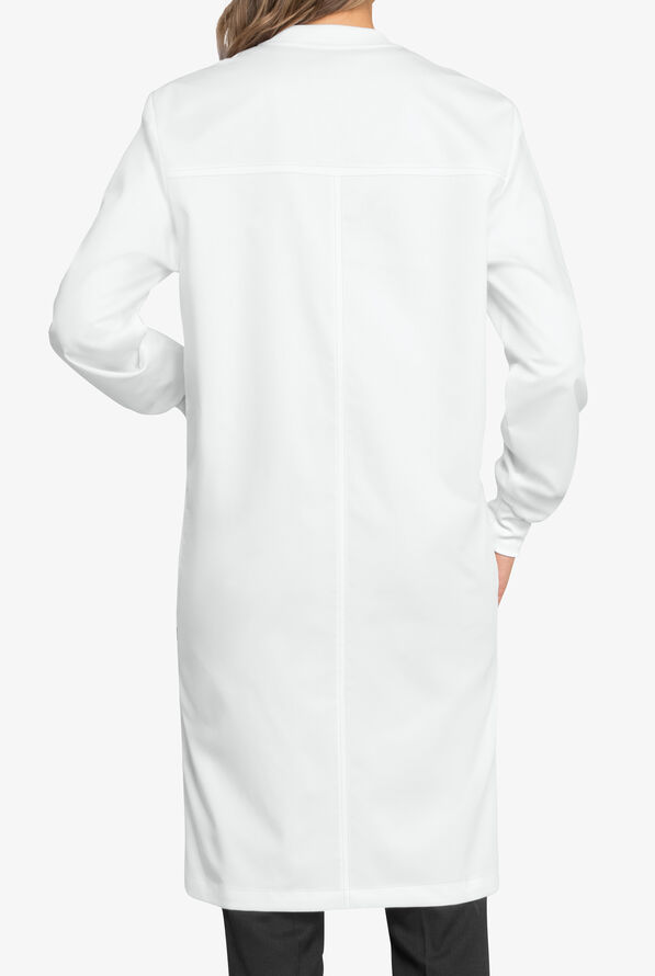 Cherokee Workwear Revolution Tech Unisex 3-Pocket STRETCH Snap Front Lab Coat - White - 3