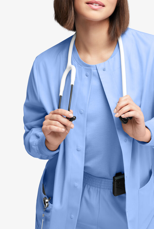 Chaqueta m&eacute;dica abrigada Butter-Soft Originals con 3 bolsillos para mujer - Ceil Blue - 3