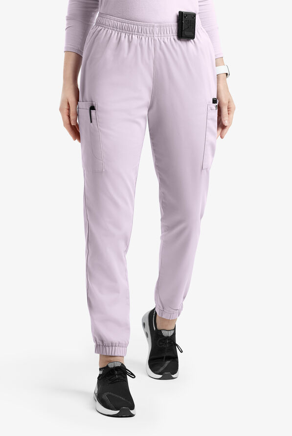 Butter-Soft Originals Women's 7-Pocket Tapered Jogger Cargo Scrub Pants - Petite - Orchid Petal - 1