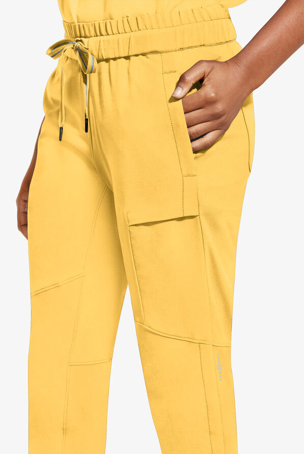 Healing Hands 360 Naya Women's 6-Pocket STRETCH Elastic Jogger Drawstring Scrub Pants - Sunray Yellow - 2