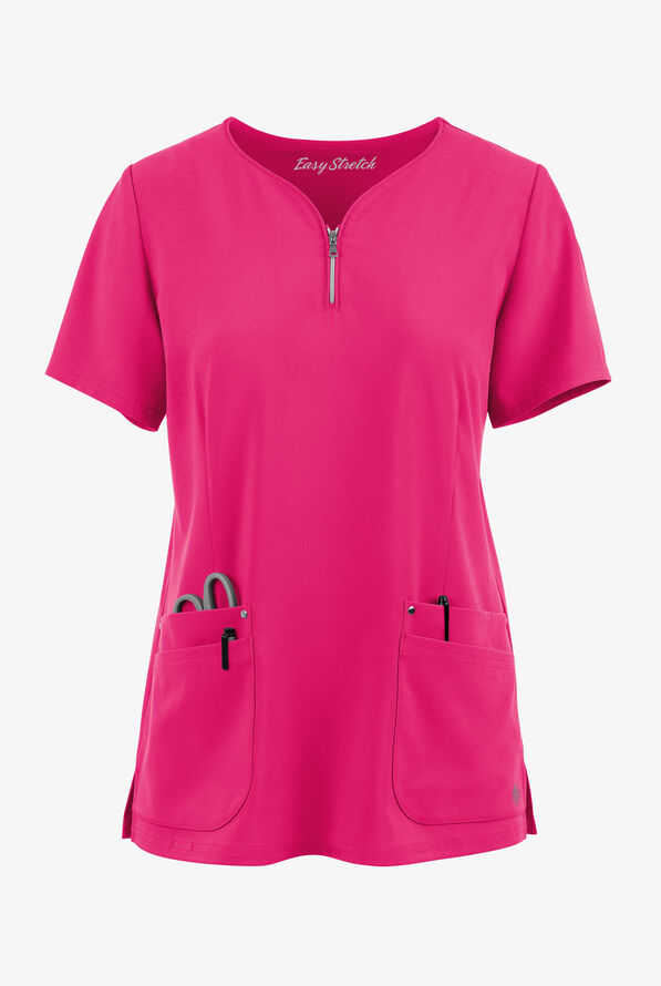 Blusa m&eacute;dica Easy STRETCH Arianna con cuello curvo y 4 bolsillos para mujer - Flirt - 1