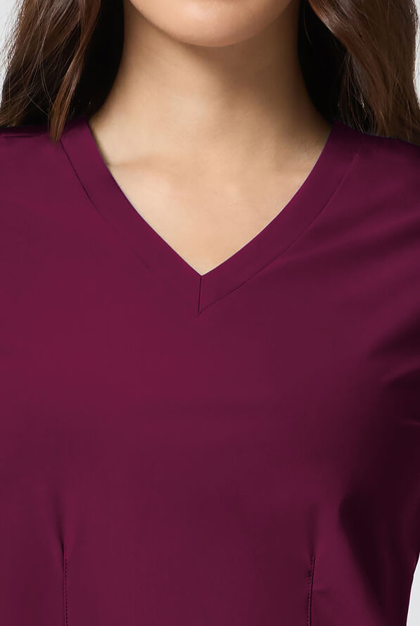 Infinity Pursuit Women's 3-Pocket STRETCH V-Neck Scrub Top - Wine - 3