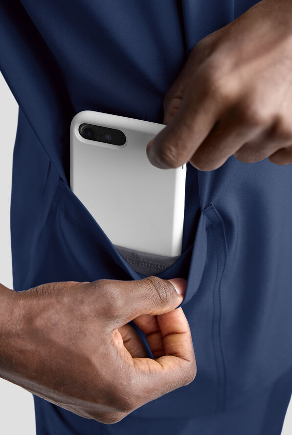 Easy STRETCH Men's 5-Pocket V-Neck Scrub Top - Navy - 6