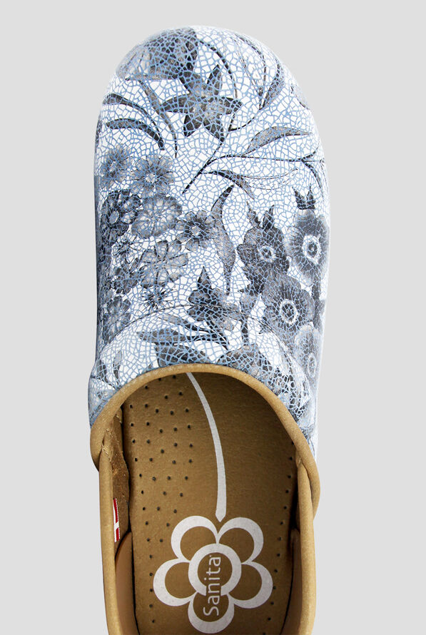 Sanita Women's Professional Plume Printed Leather Blue Clogs - null - 2
