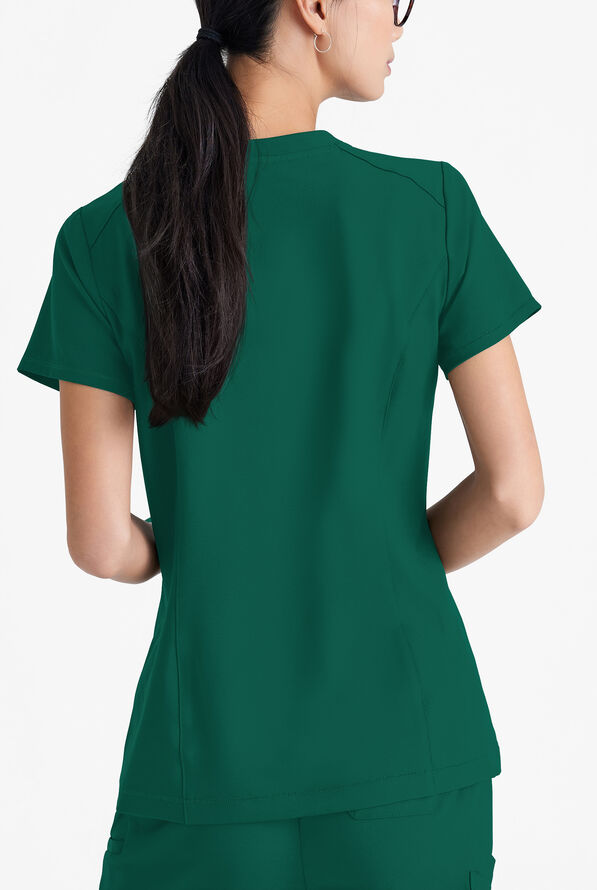 Grey's Anatomy by Barco Evolve STRETCH Sway Women's 1-Pocket Tuck In V-Neck Scrub Top - Hunter - 4