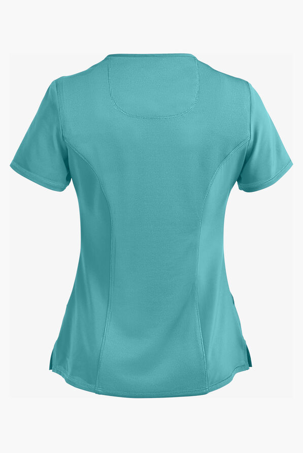 Infinity Women's 4-Pocket STRETCH Mock Wrap Scrub Top - Turquoise - 3