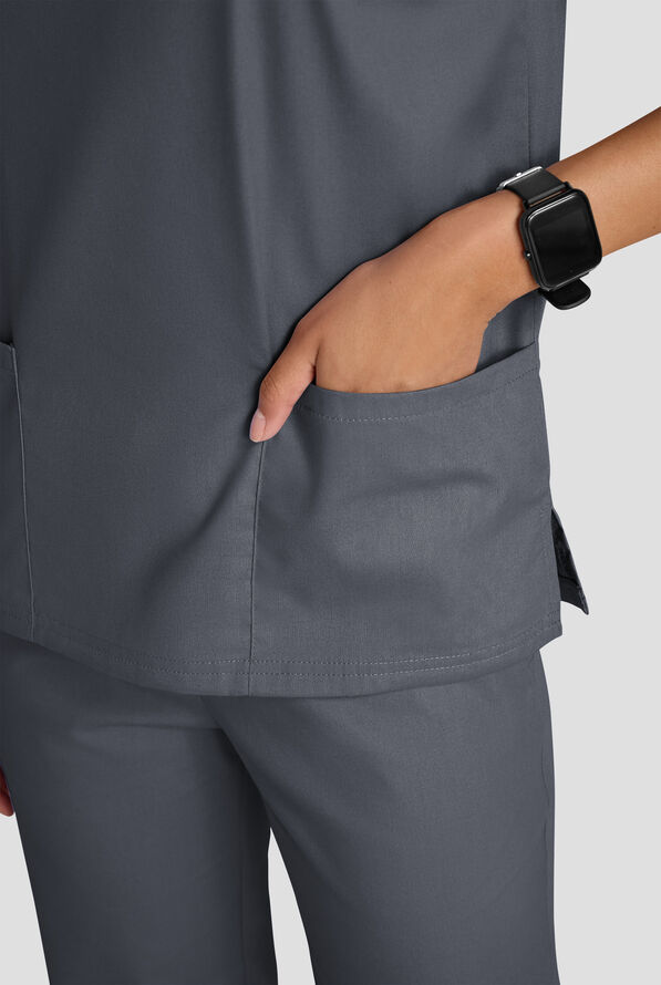 Strictly Scrubs Women's 4-Pocket Scrub Set - Pewter - 4