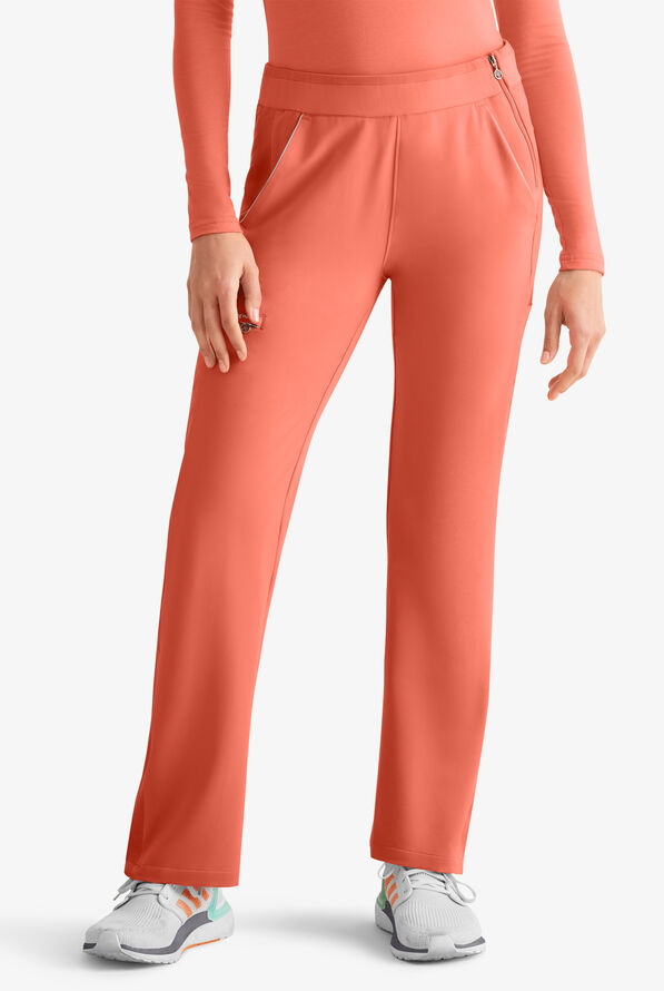 360 by Healing Hands Nova Women's 5-Pocket STRETCH Snap Bottom Scrub Pants - Burnt Coral - 1