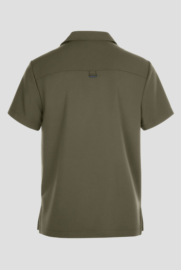 Healing Hands Quest Aidan Men's 3-Pocket STRETCH Shirt Collar Scrub Top - Olive - 2