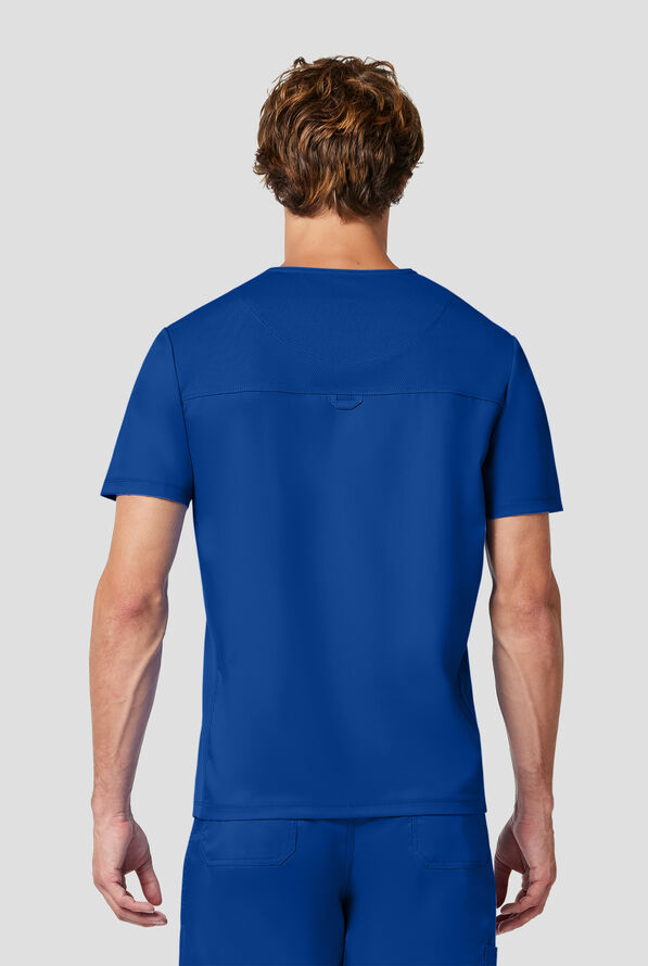 Cherokee Workwear Revolution Men's 2-Pocket STRETCH V-Neck Scrub Top - Royal - 3