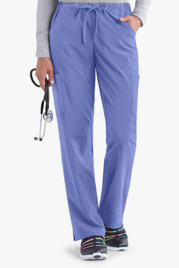 Pantalón médico Easy STRETCH Tall Eden con cordón y 4 bolsillos para mujer - Ceil Blue - 1