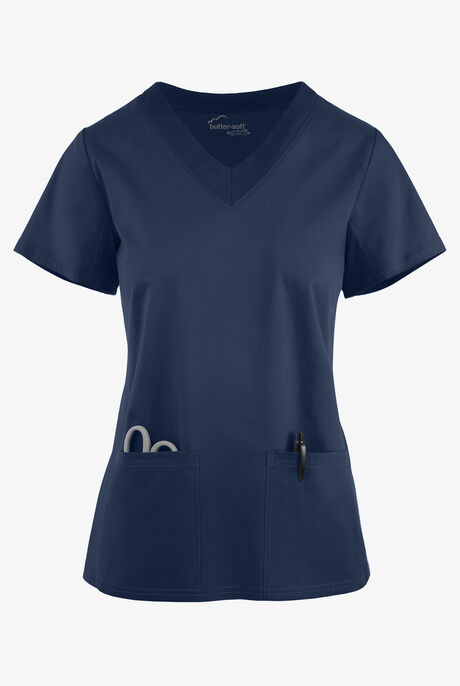 Butter-Soft STRETCH Women's 3-Pocket Contrast Scrub Top