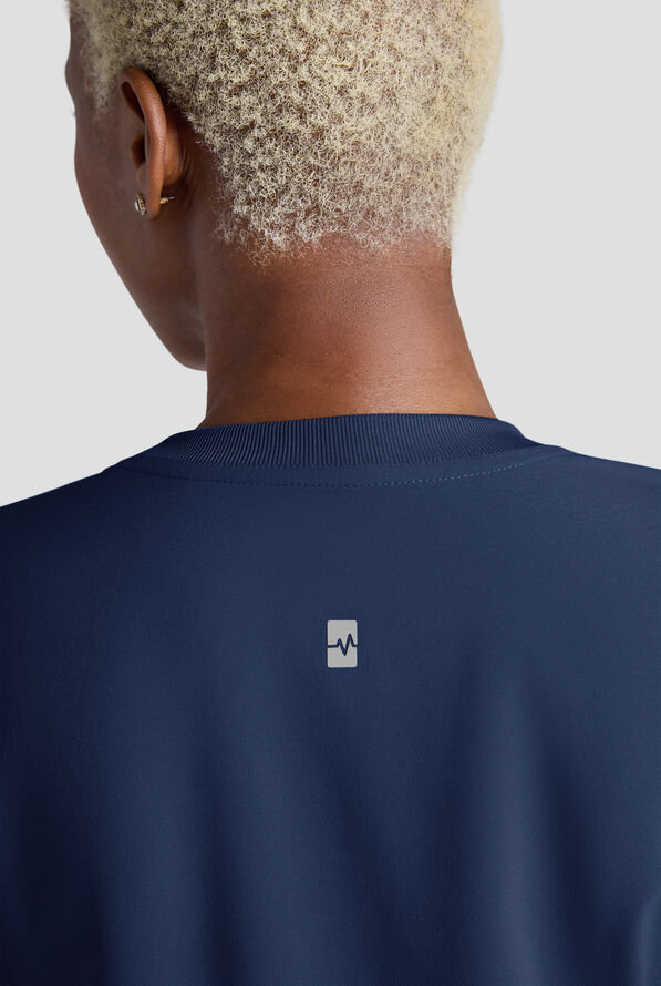 Easy STRETCH Anya Women's 2-Pocket Relaxed Crew Neck Scrub Top - Navy - 6