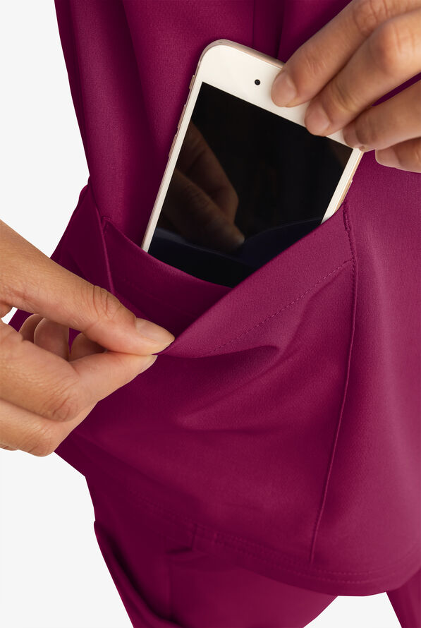 Butter-Soft Women's 6-Pocket V-Neck Scrub Top **Slightly IRREGULAR** - Wine - 7