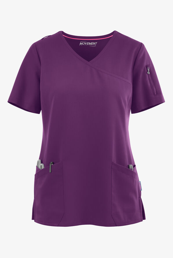 Blusa m&eacute;dica MOVEMENT by Butter-Soft Capella estilo cruzado con 5 bolsillos para mujer - Eggplant - 1