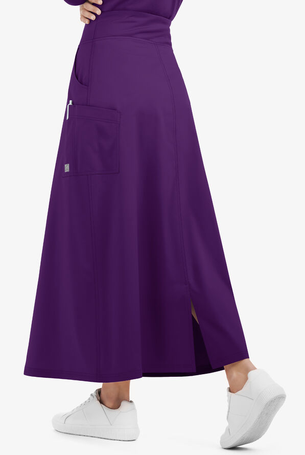 Butter-Soft STRETCH Women's 3-Pocket Ankle Length Scrub Skirt - Eggplant - 3