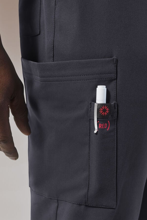 Hypothesis (RED) Men's 8-Pocket STRETCH Straight Leg Cargo Scrub Pant - Pewter - 2