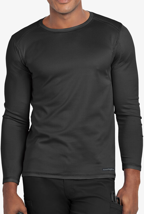 Advantage STRETCH Men's Long Sleeve Crew Neck Underscrub - Black - 2