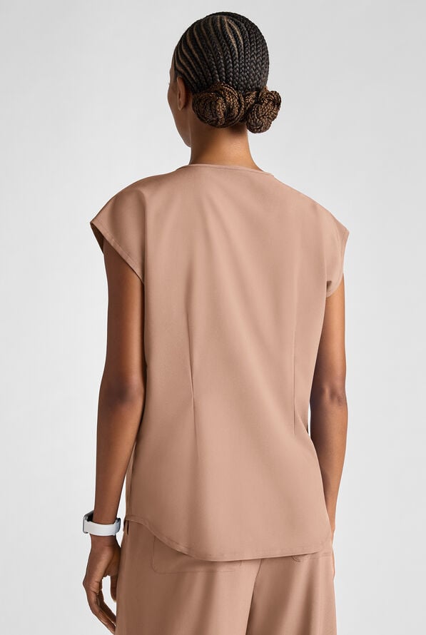 Blusa m&eacute;dica Easy STRETCH Gracie con cuello redondo y mangas dolm&aacute;n para mujer - Warm Terrazzo - 5