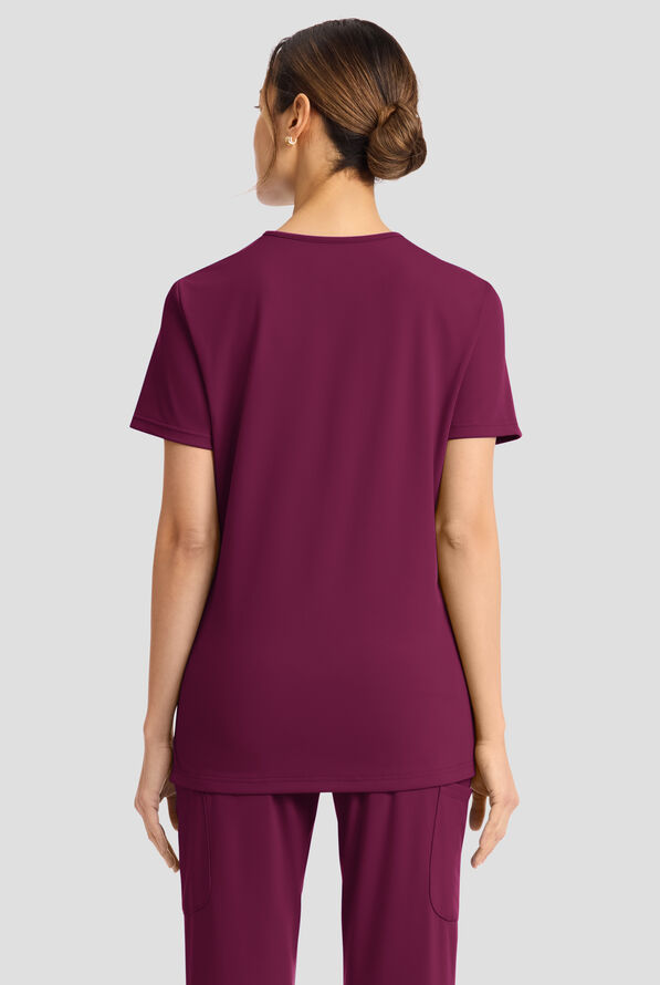 Cherokee Achieve Women's 2-Pocket STRETCH Knit V-Neck Scrub Top - Wine - 3