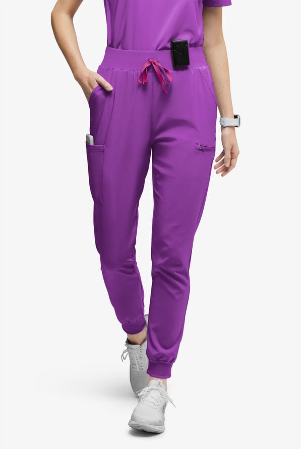 Pantal&oacute;n m&eacute;dico Easy STRETCH Olivia estilo jogger con 7 bolsillos para mujer - Fresh Purple - 1