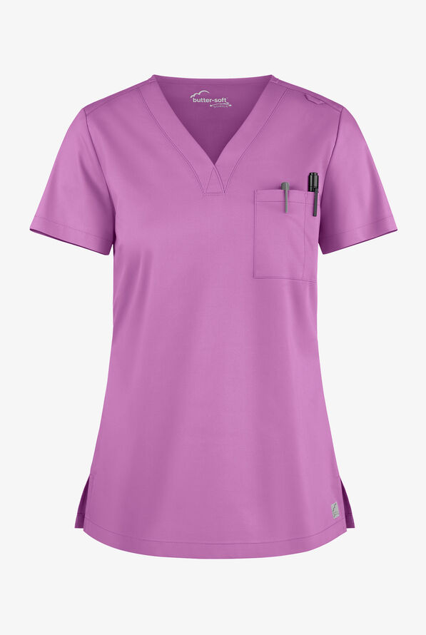 Blusa m&eacute;dica Butter-Soft STRETCH con cuello en V y 2 bolsillos para mujer - Orchid - 1