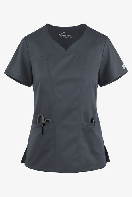 Butter-Soft STRETCH Women's 4-Pocket Sweetheart Neck Scrub Top