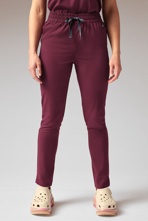 Hypothesis A-D All Duty Women’s 6-Pocket Slim Straight-Leg Scrub Pant - Wine - 1