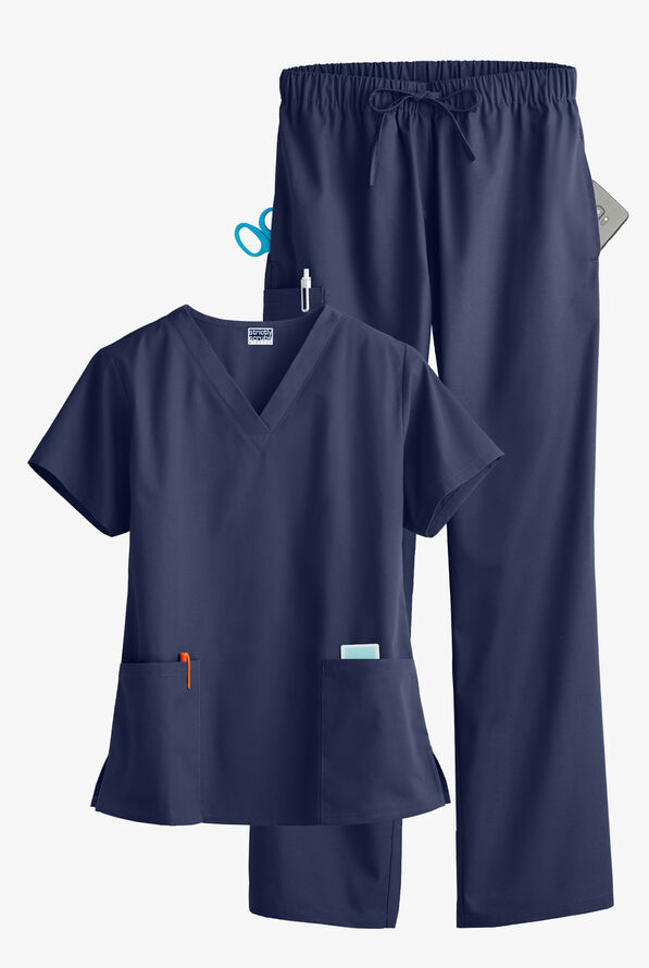 Strictly Scrubs Women's 5-Pocket Scrub Set - Navy - 1