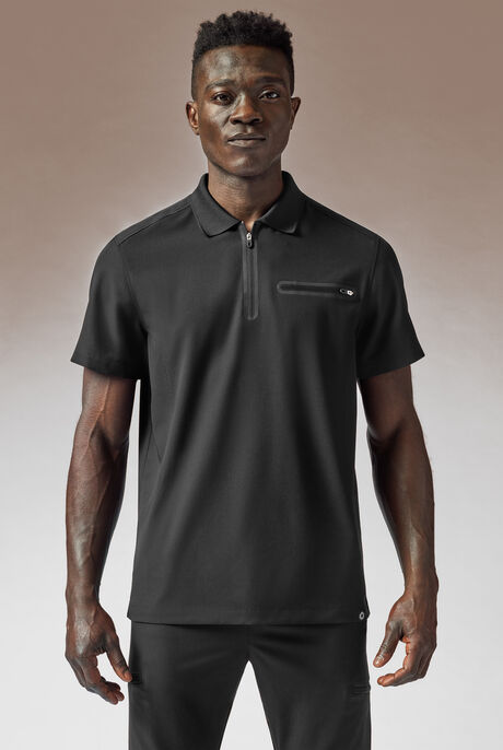 Hypothesis Alpha System Men’s 1-Pocket Zip Neck Polo Scrub Top