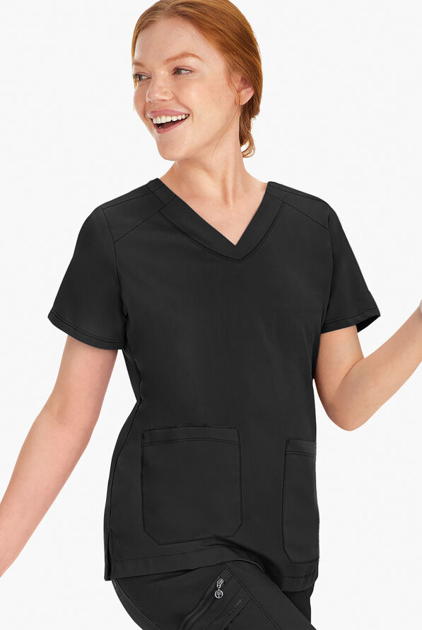 Blusa médica Healing Hands Scrubs Purple Label Jill con cuello en V y 3 bolsillos para mujer - Black - 2