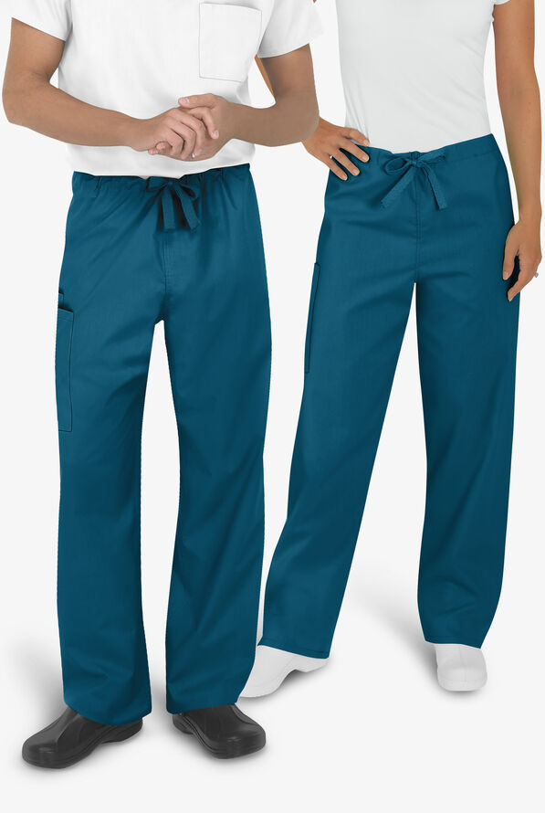 UA Best Buy Scrubs Unisex 3-Pocket Drawstring Pant - Short - Caribbean Blue - 2