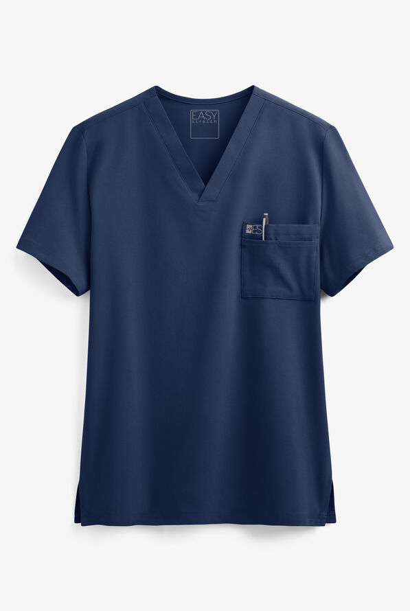 Easy STRETCH Riley Unisex 3-Pocket V-Neck Scrub Top - Navy - 1