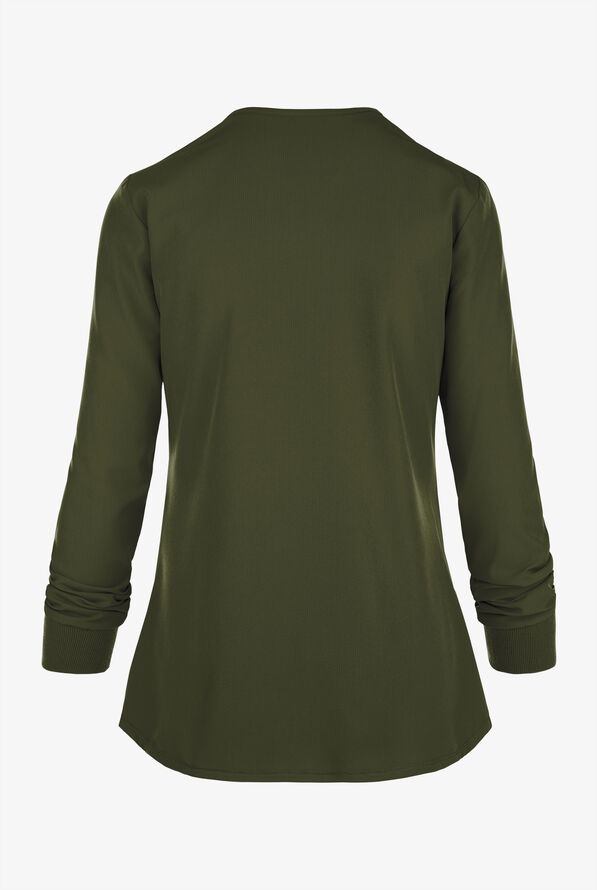 Skechers by Barco Stability Women's 2-Pocket STRETCH Warm-Up Scrub Jacket - Olive - 2