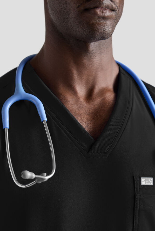 Easy STRETCH Men's 5-Pocket V-Neck Scrub Top - Onyx Black - 3