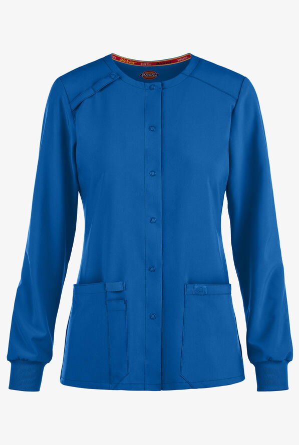 Dickies EDS Essentials Women's 2-Pocket STRETCH Snap Front Scrub Jacket - Royal - 1