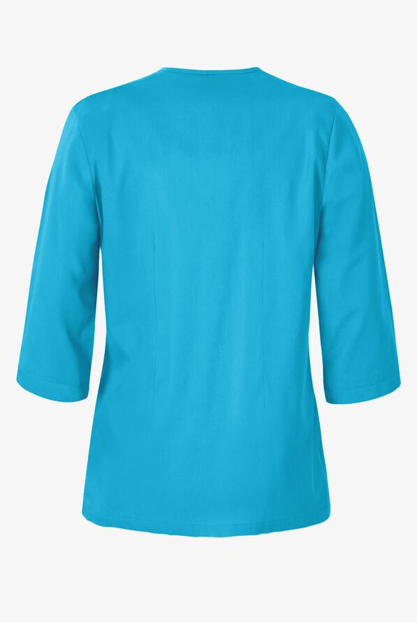 Butter-Soft STRETCH Women's 4-Pocket 3/4" Sleeve Round Neck Scrub Top - Turquoise - 4