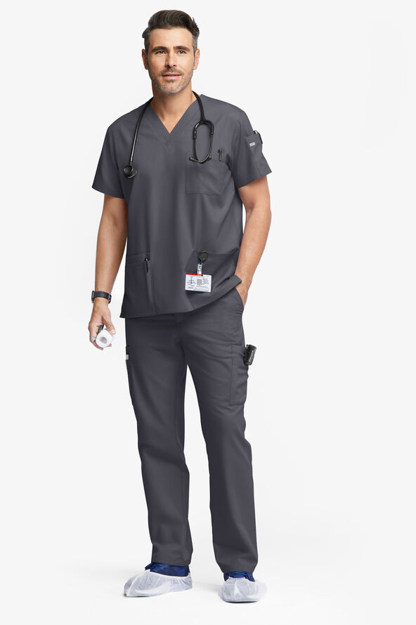 Butter-Soft Originals Men's 9-Pocket Straight Leg Cargo Scrub Pants - Pewter - 4