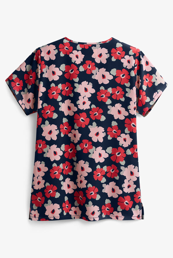 Tasha & Me Nouve Flora Women's 2-Pocket V-Neck Print Scrub Top - null - 2