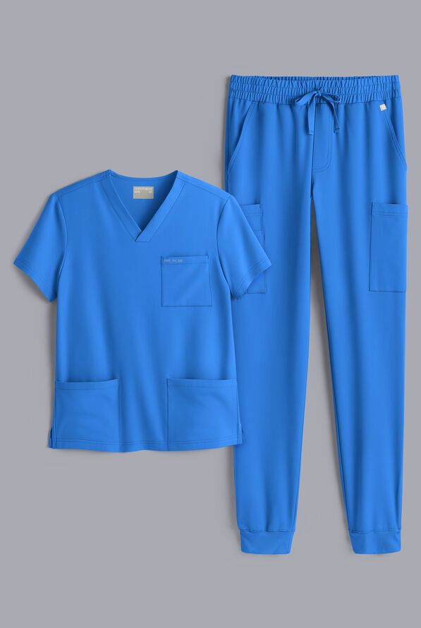 Hypothesis S-R Shift Ready Men's V-Neck & Jogger Scrub Set - Royal - 1
