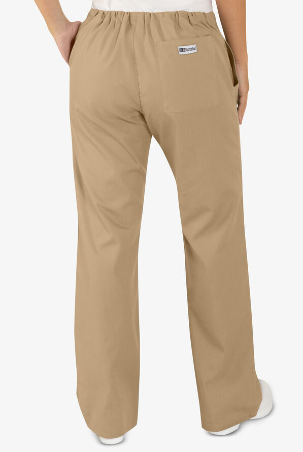 UA Best Buy Scrubs Women's 3-Pocket Moderate Flare Leg Drawstring Pants - Tall - Khaki - 2