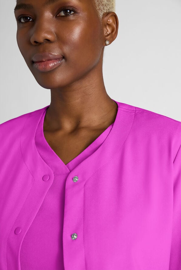 Easy STRETCH Rachel Women's 3-Pocket Snap Front Scrub Jacket - Electric Fuchsia - 5