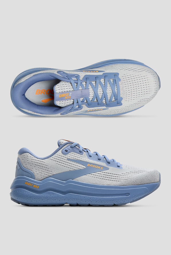 Brooks Men's Ghost Max 2 Oyster Mushroom/Blue/Orange Athletic Lace Up Shoes - null - 1