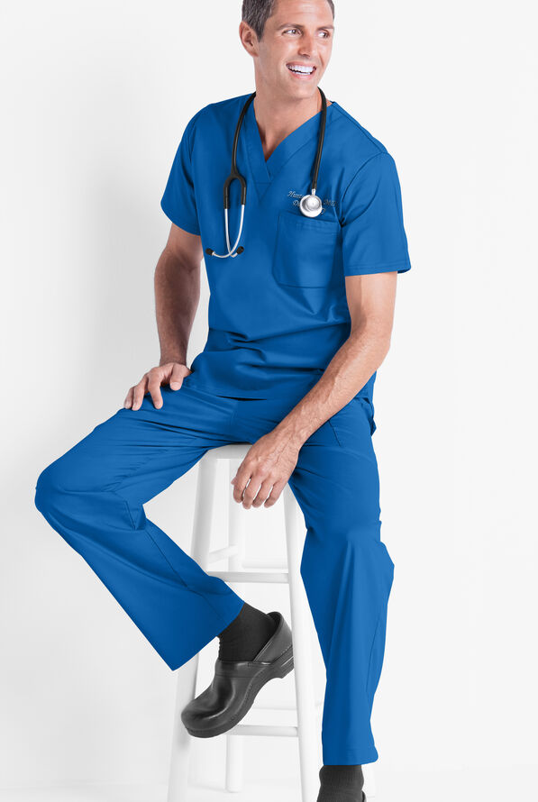 Best Buy Scrubs Next Generation Men's 7-Pocket Zip Front Cargo Pants - Royal - 3