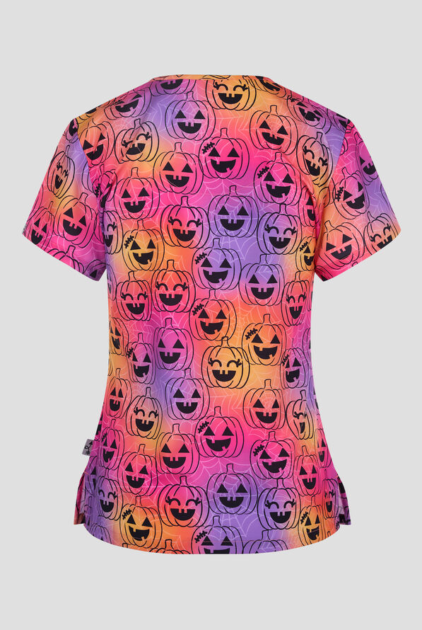 Zavate Ava Therese Webbed & Wicked Women's 2-Pocket STRETCH V-Neck Print Scrub Top - null - 2