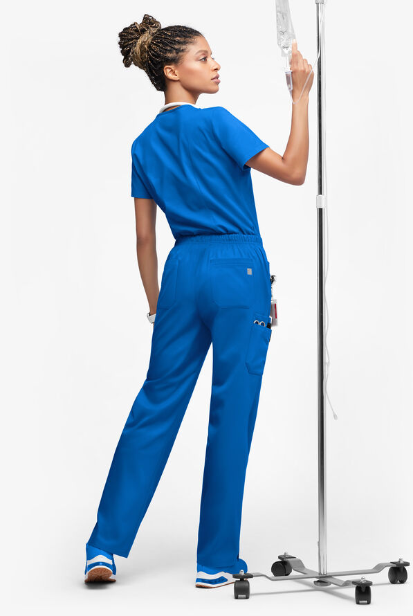 Pantalón médico UA Butter-Soft Stretch de tiro medio con piernas rectas para mujer - Royal - 4