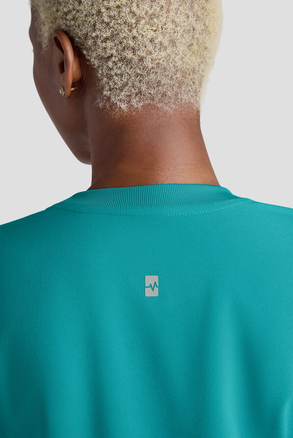 Easy STRETCH Anya Women's 2-Pocket Relaxed Crew Neck Scrub Top - Teal - 6