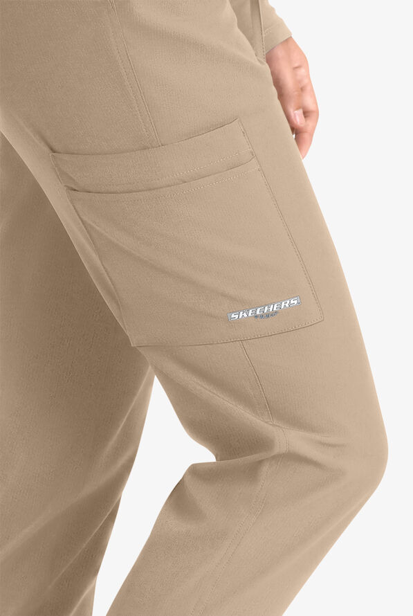 Skechers by Barco Theory Women's 4-Pocket STRETCH Cargo Jogger Scrub Pants - Khaki - 2