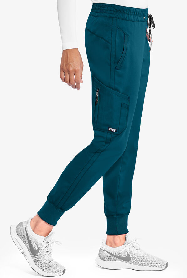 Grey's Anatomy by Barco Kira Women's 5-Pocket Double Cargo Knit Cuff Jogger Scrub Pants - Bahama Blue - 3